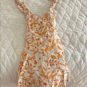 Anthropologie Maeve Cream Dress with Orange Floral Print